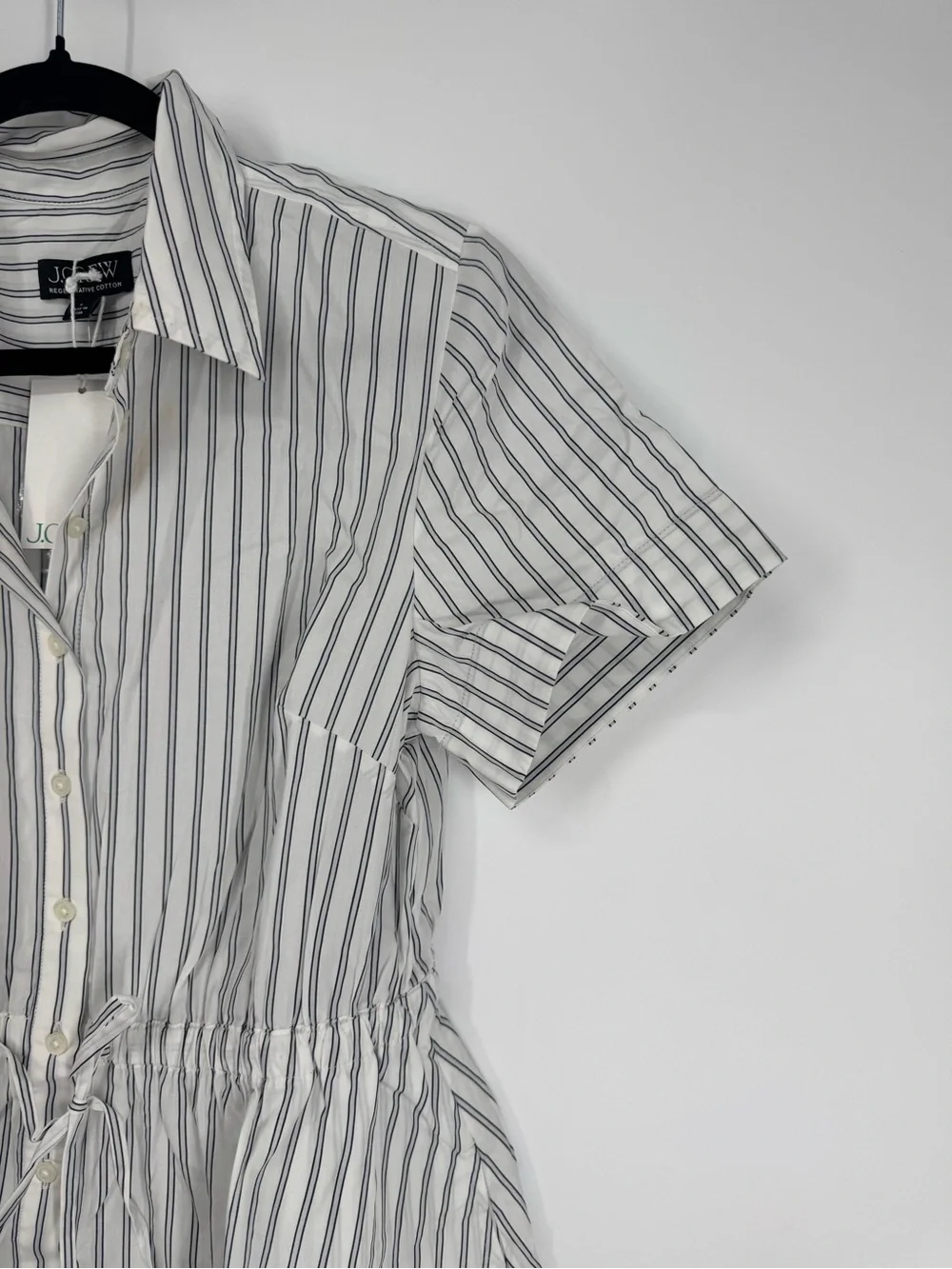 NWT J. Crew Cerise Mini Shirt Dress Striped Cotton Poplin Ivory Blue Size 6